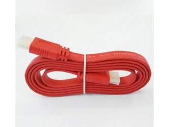 Kabel HDMI 1,5m slim płaski 3D ARC DTS pozłacany czerwony