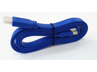 Kabel HDMI 1,5m slim płaski 3D ARC DTS pozłacany niebieski