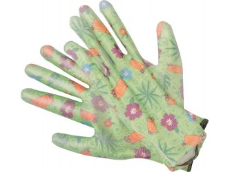 Rękawice ogrodnicze w kwiatki, zielone, r. 10 Flo 74135
