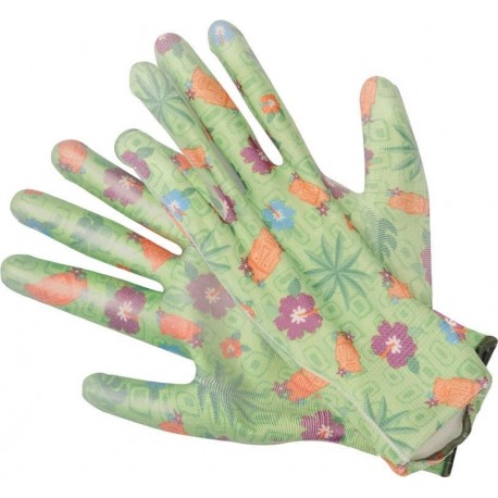 Rękawice ogrodnicze w kwiatki, zielone, r. 10 Flo 74135